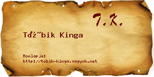 Tóbik Kinga névjegykártya